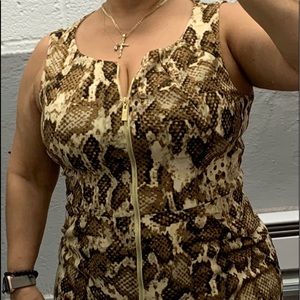 Anaconda Print Dress Brown and Beige Sz 14 NWT